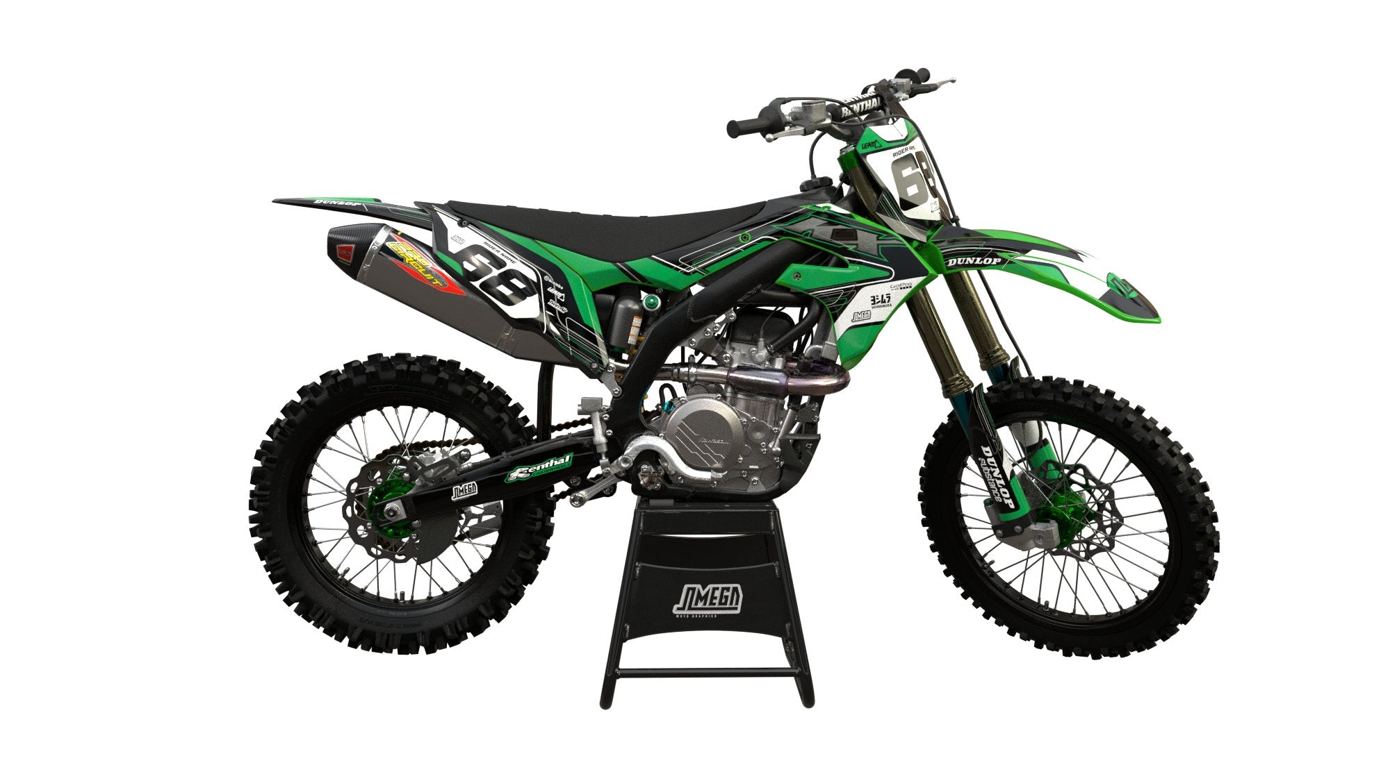 Pro Grip 801 Flo Grün / Schwarz Mx Griffe Kawasaki Kxf250 Kxf450