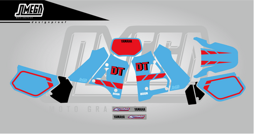 Yamaha DT200R Original Graphics (Blue and Red)