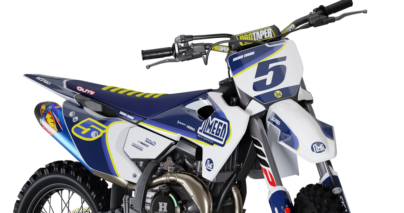 Heritage Blue Graphics Kit | Omega Moto Graphics