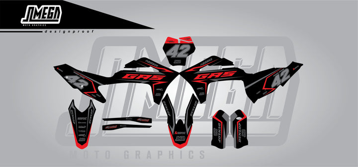 gasgas ec mc black & red rider graphics kit