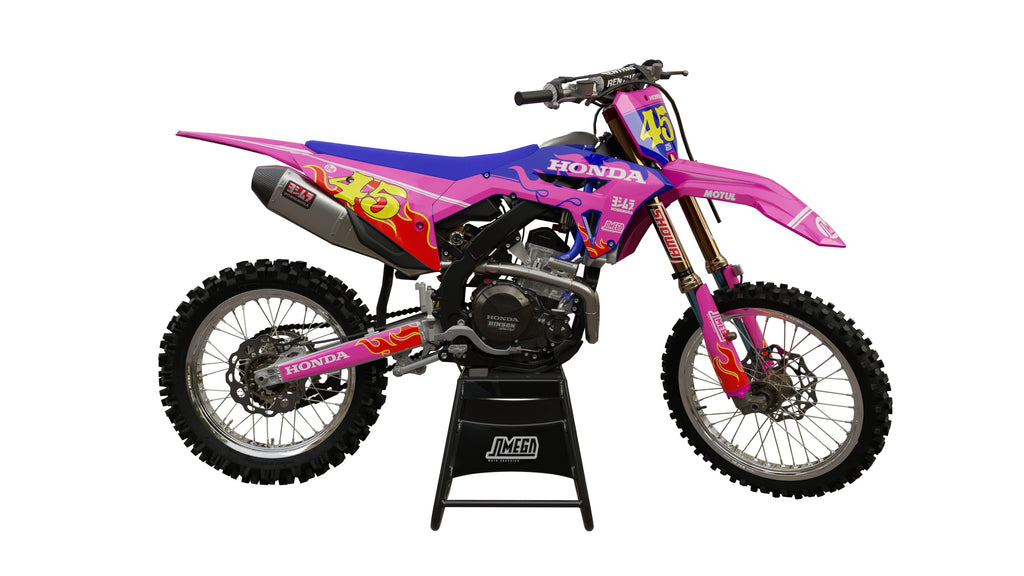 Honda Pink Retro Graphics Kit | Dirt Bike Stickers – Omega Moto