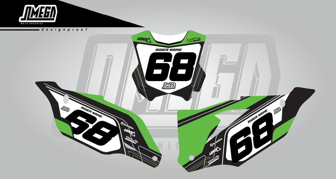 kawasaki kx kxf green and grey number plates