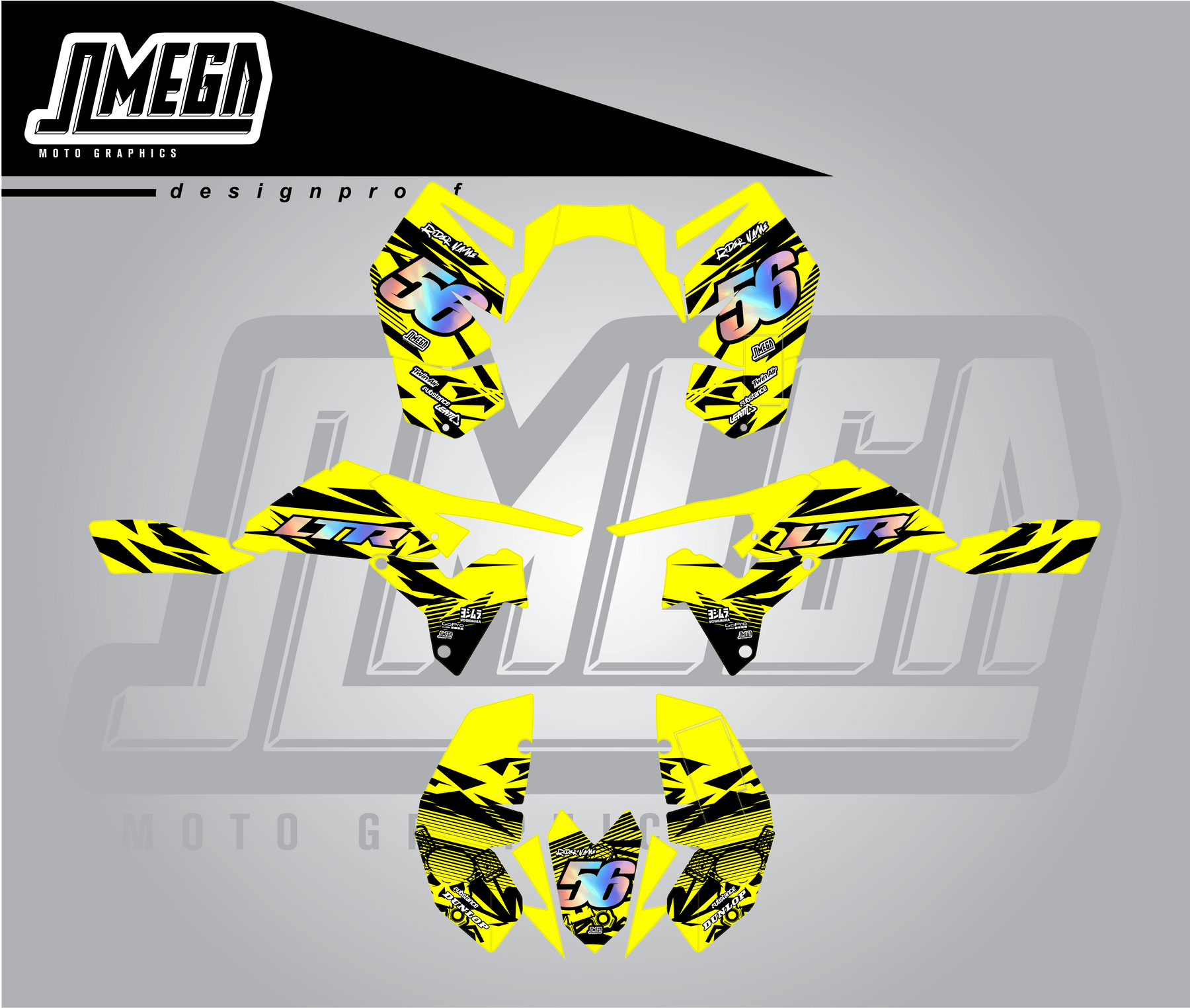 Yellow Quad/graphics Holo Textures Quad Graphics Kit | Quad & ATV Stickers – Omega Moto Graphics