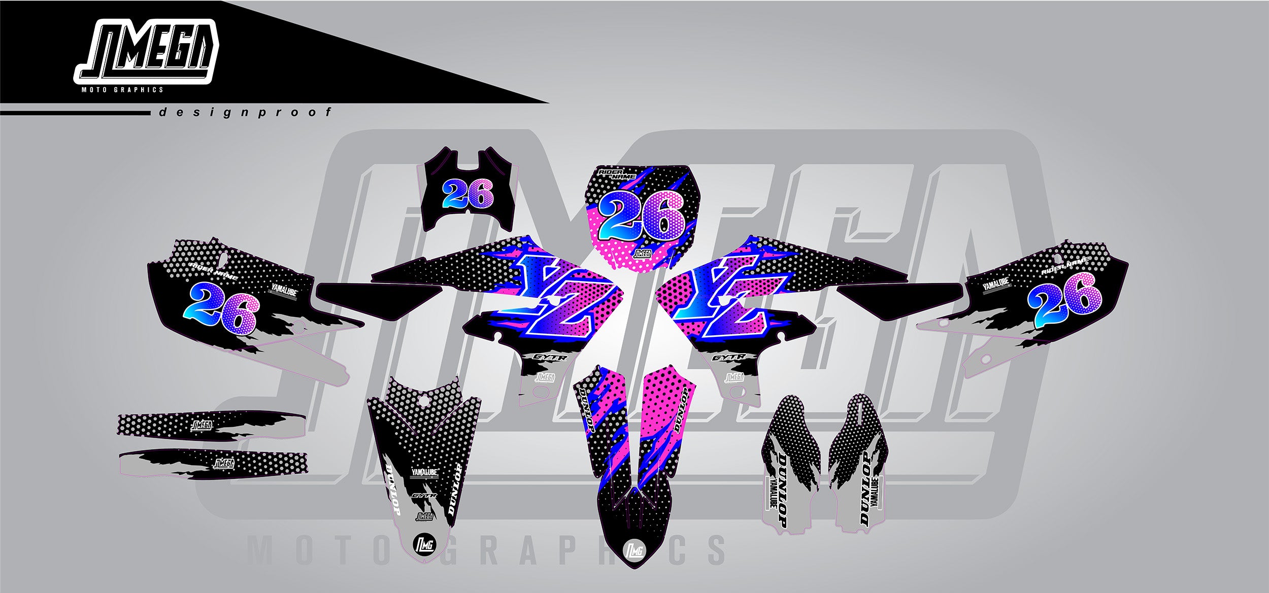 Black Retro Statement Graphics Kit | MX Sticker Kit – Omega Moto