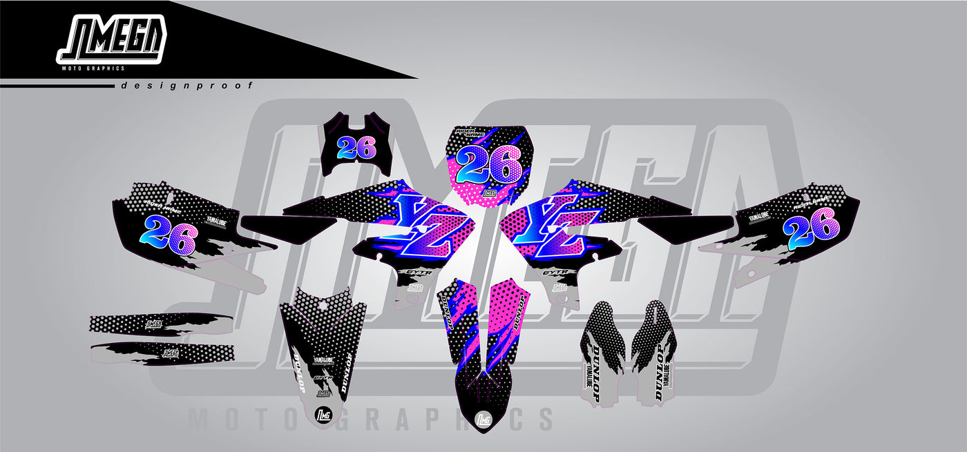 Jaymal Graphics Yamaha YZ YZF Black Retro Graphics Kit | Omega Moto Graphics