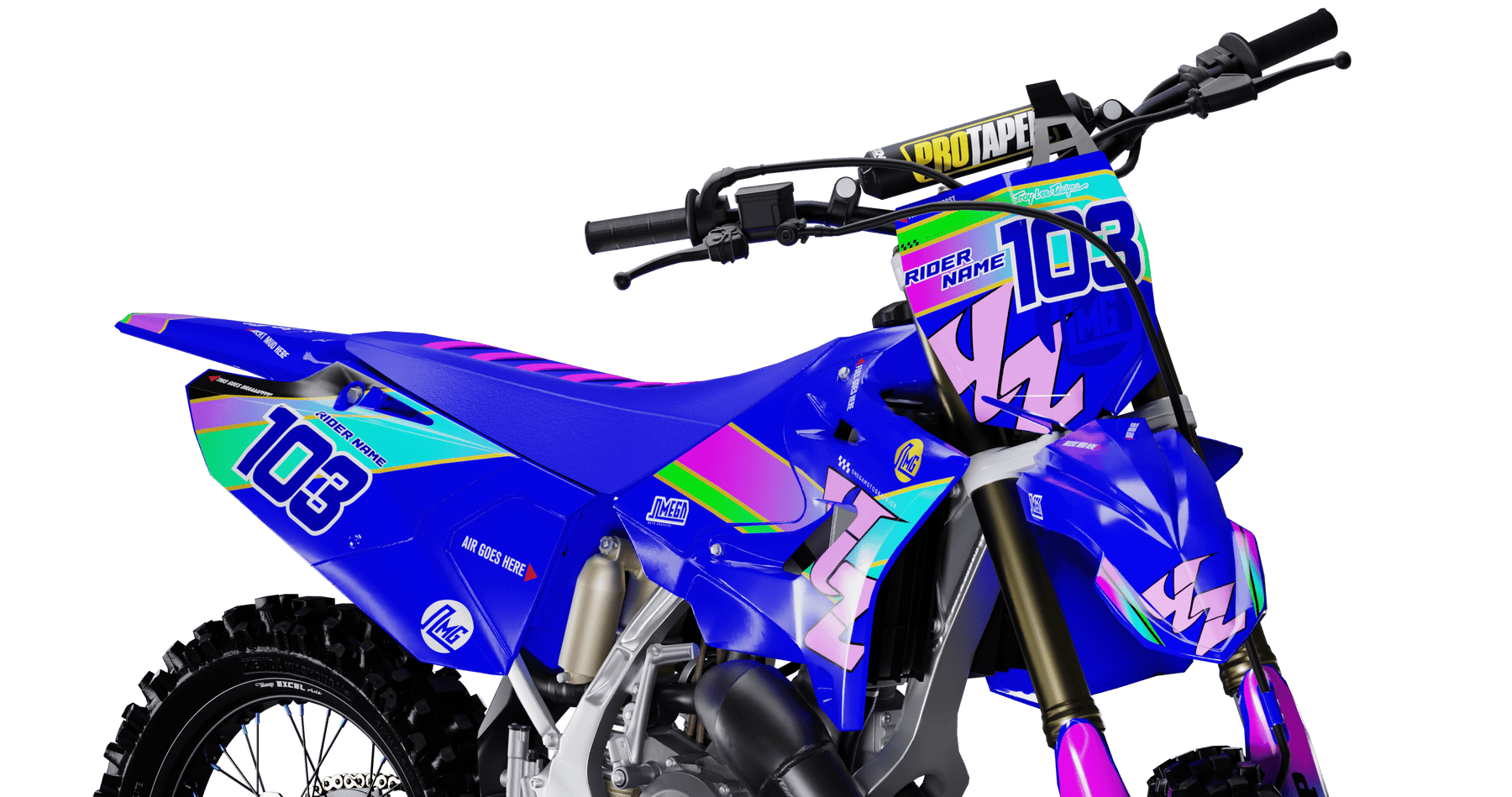 Blue Flashback Graphics Kit | Omega Moto Graphics