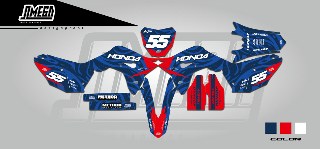 honda cr crf blue waves graphics kit