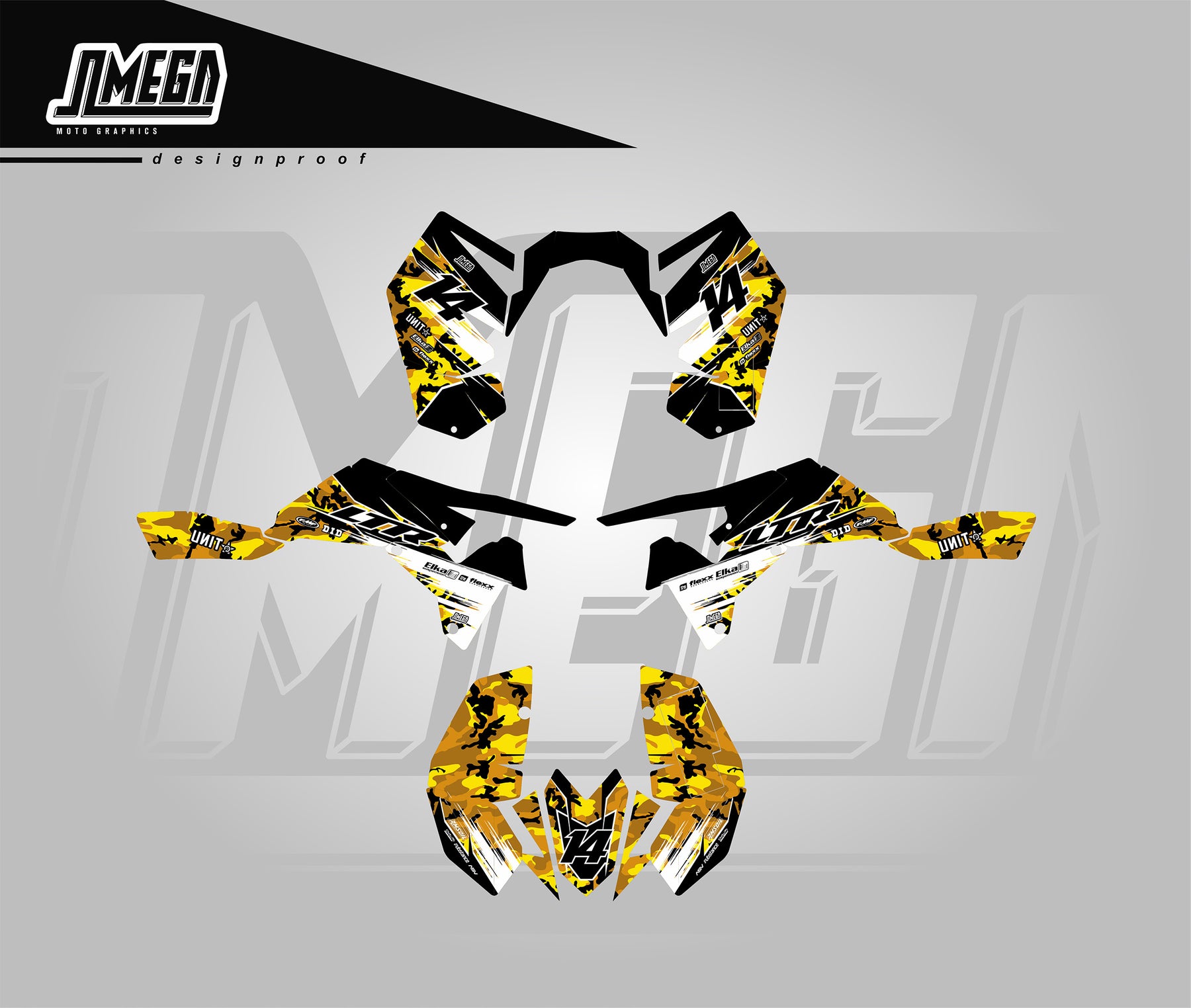 Yellow Quad/graphics Yellow Camo Quad Graphics Kit | ATV Graphics Kit – Omega Moto Graphics