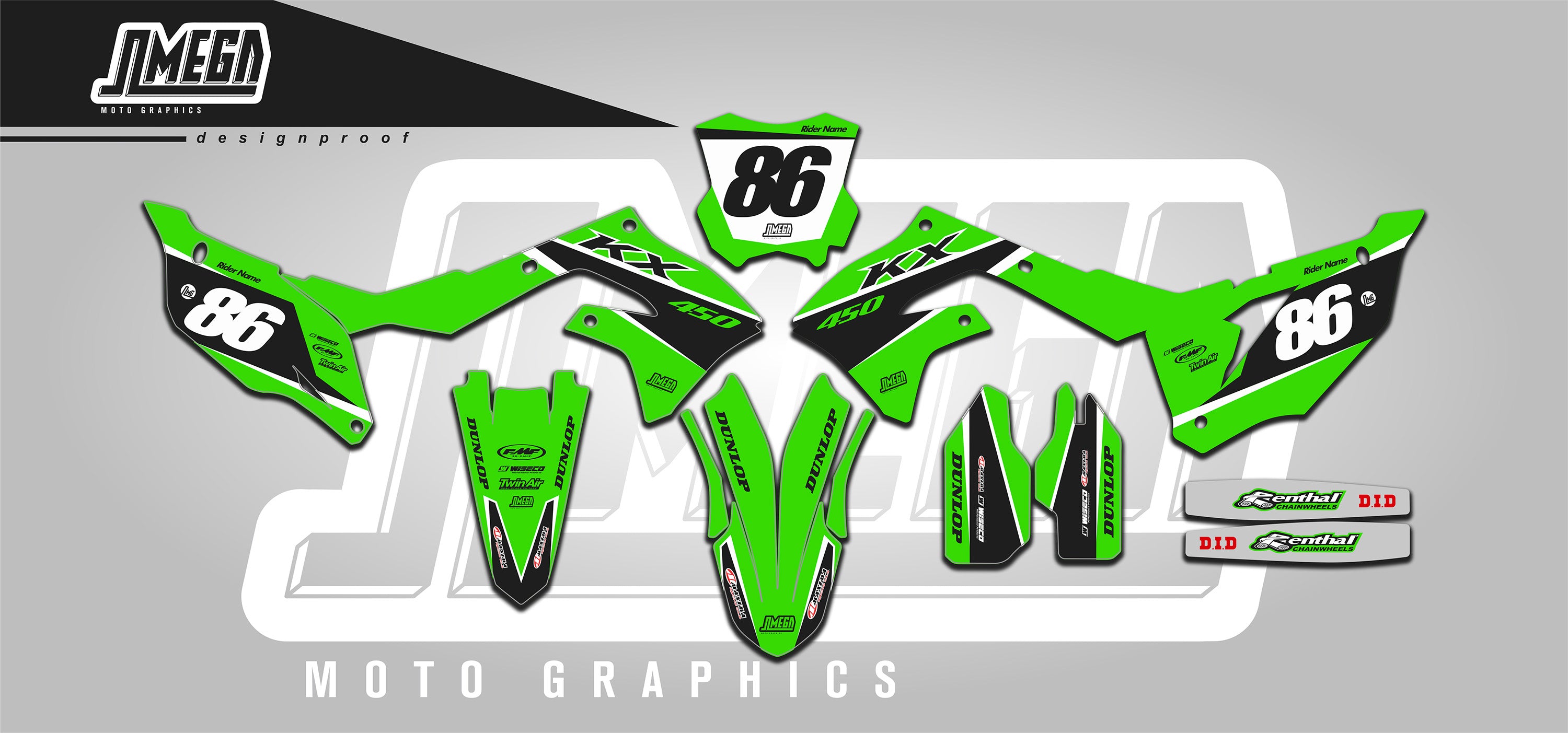 Kawasaki 23 Graphics kit | MX Graphics – Omega Moto Graphics