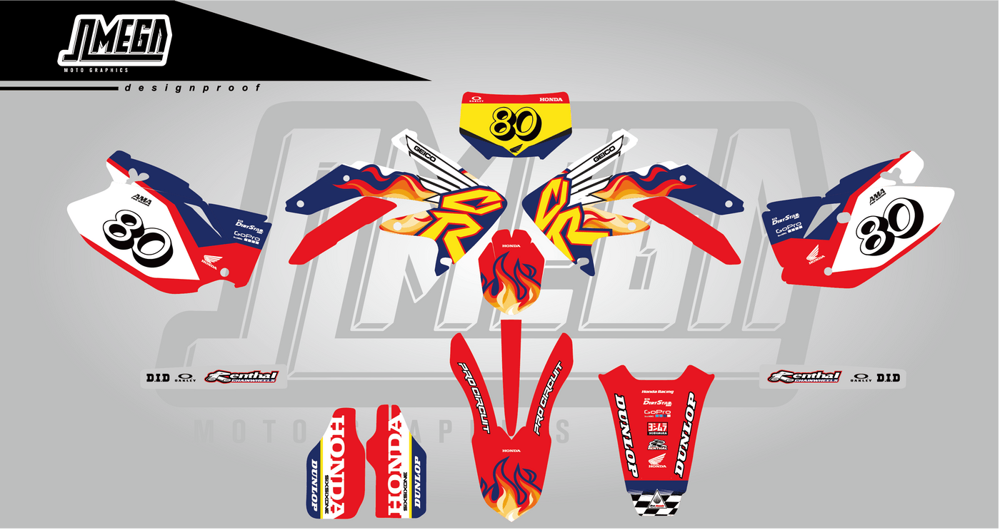 C R Retro Graphics Honda CR CRF 90s Retro CR Style graphics kit | Omega Moto Graphics