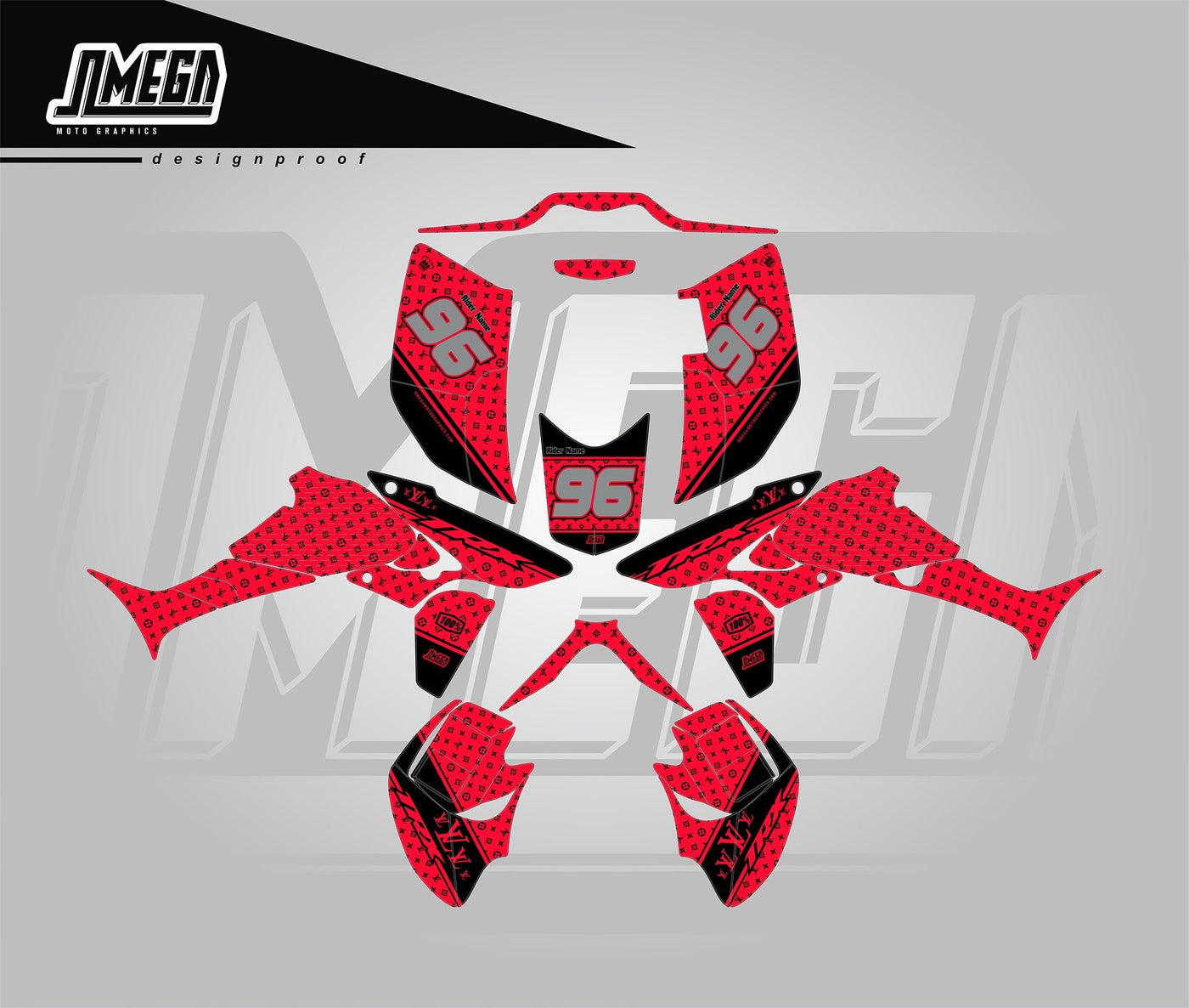 The LV Experience Red Quad Graphics Sticker Decals Kit