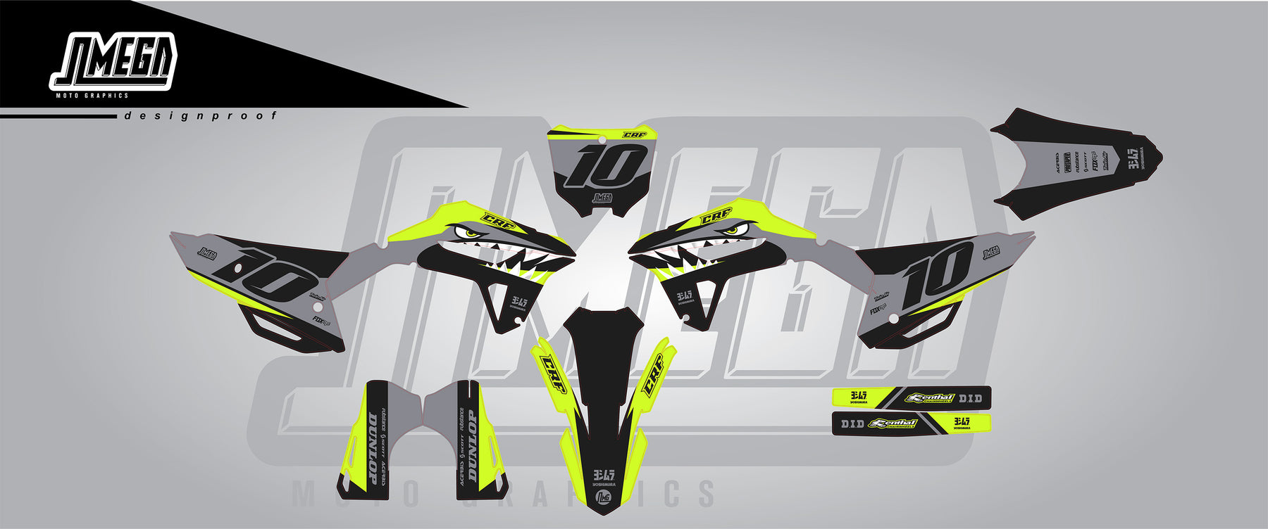 Honda Bullet Graphics Kit | Dirt Bike Decals – Omega Moto Graphics