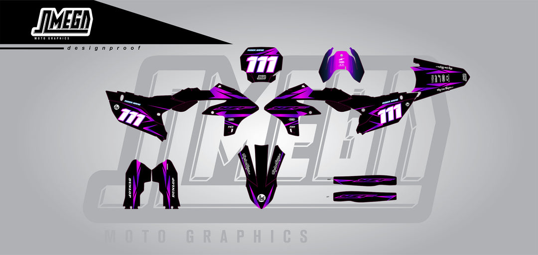 Yamaha YZ Metallic Purple Graphics Decal Sticker kit