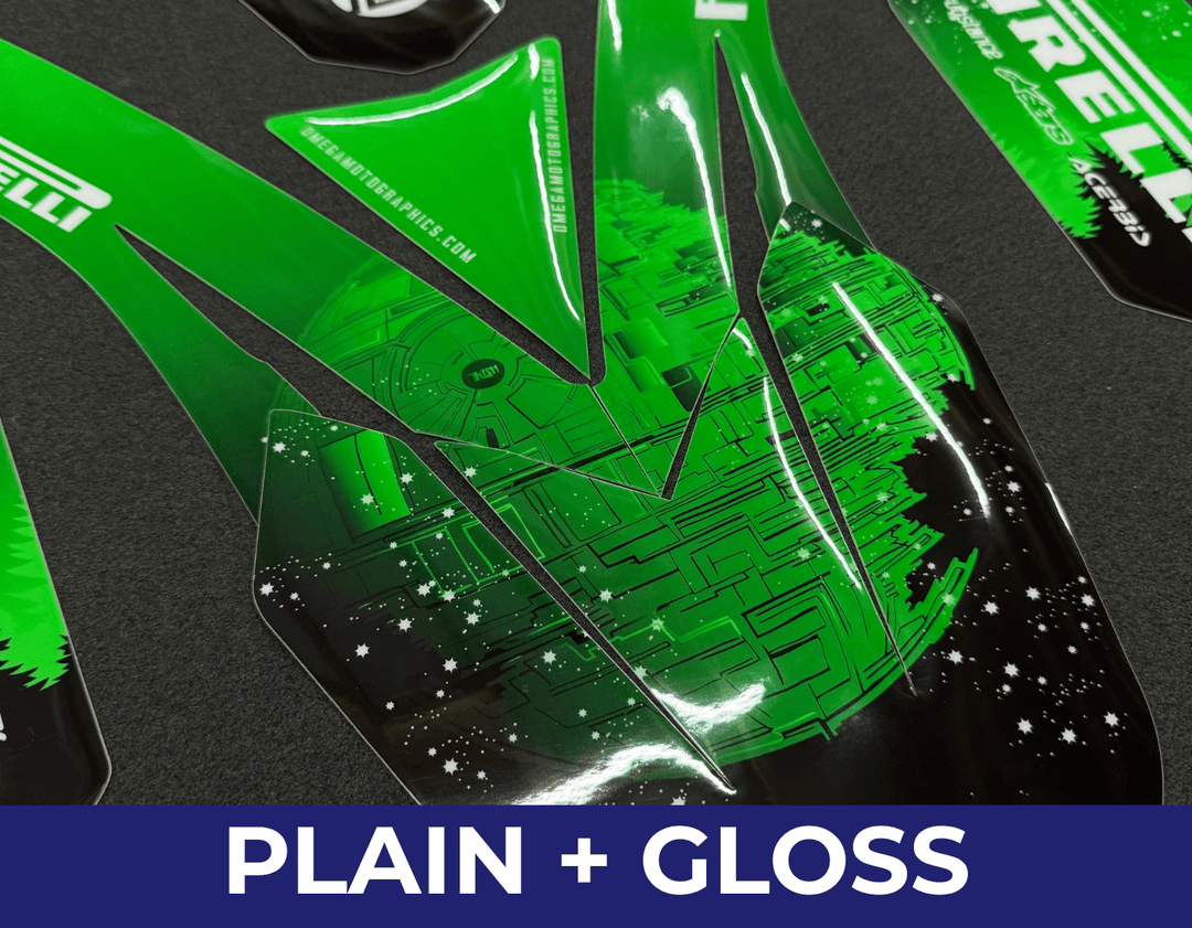 Green Death Star Graphics Kit with a plain base and gloss laminate