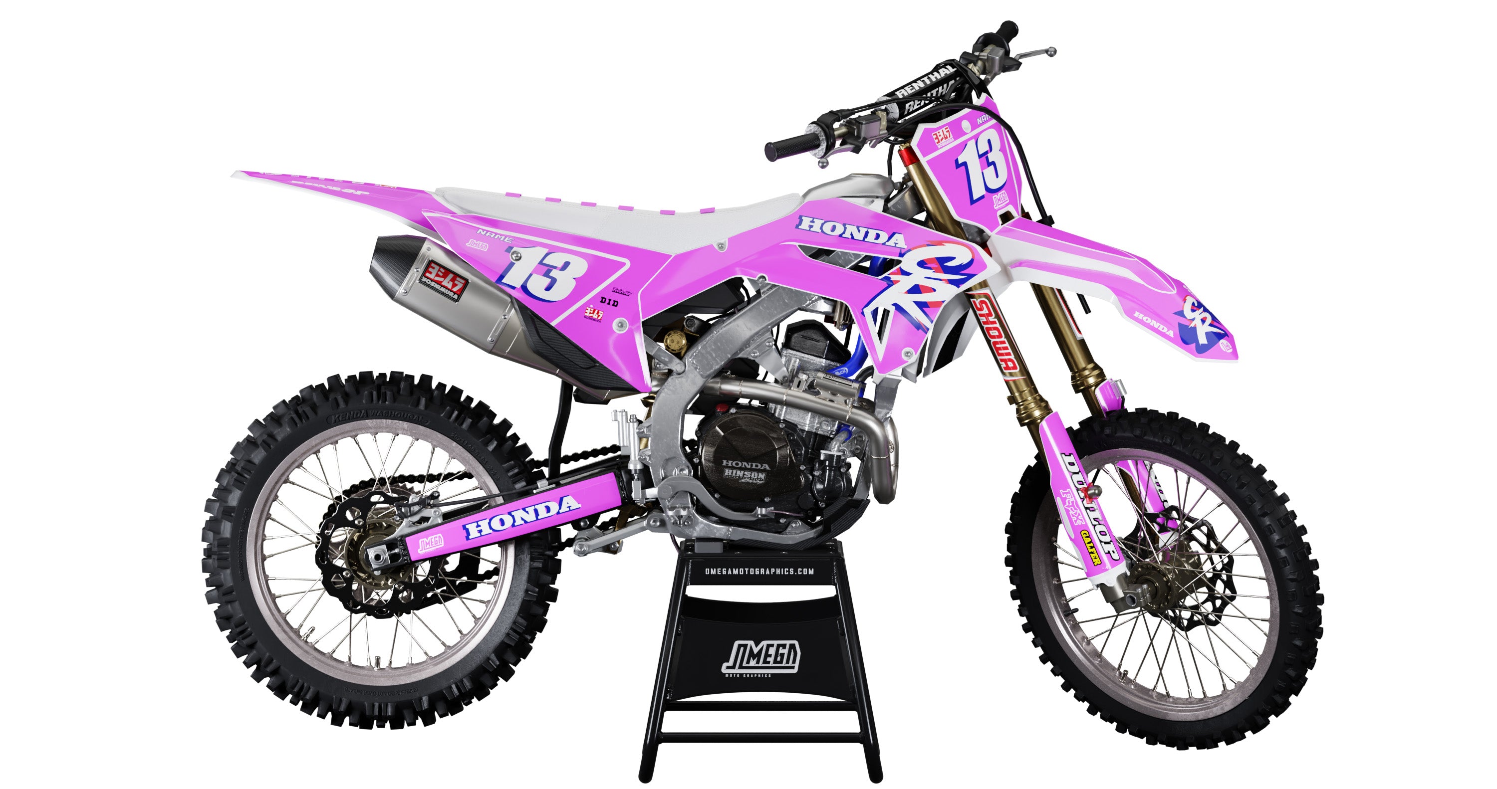 Pink Honda CR Graphics Kit | Omega Moto Graphics
