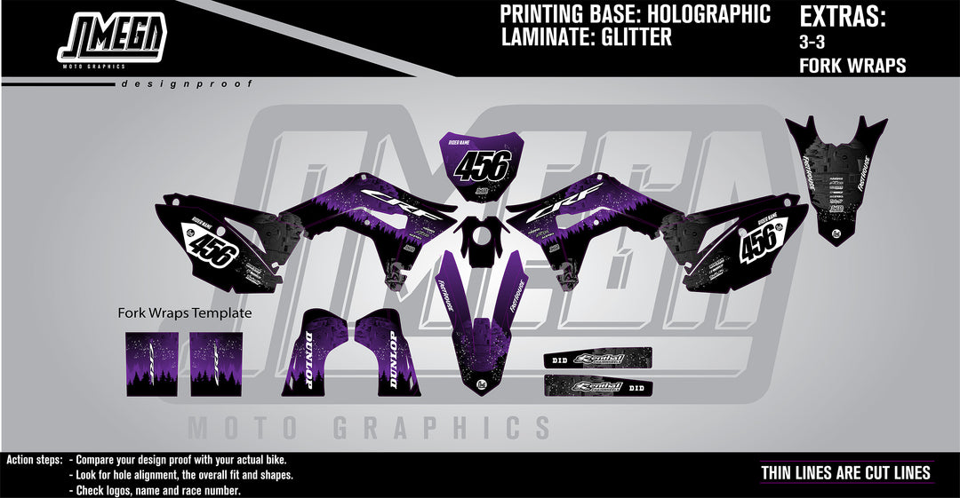 Dirt bike Purple Death Star Graphics Kit