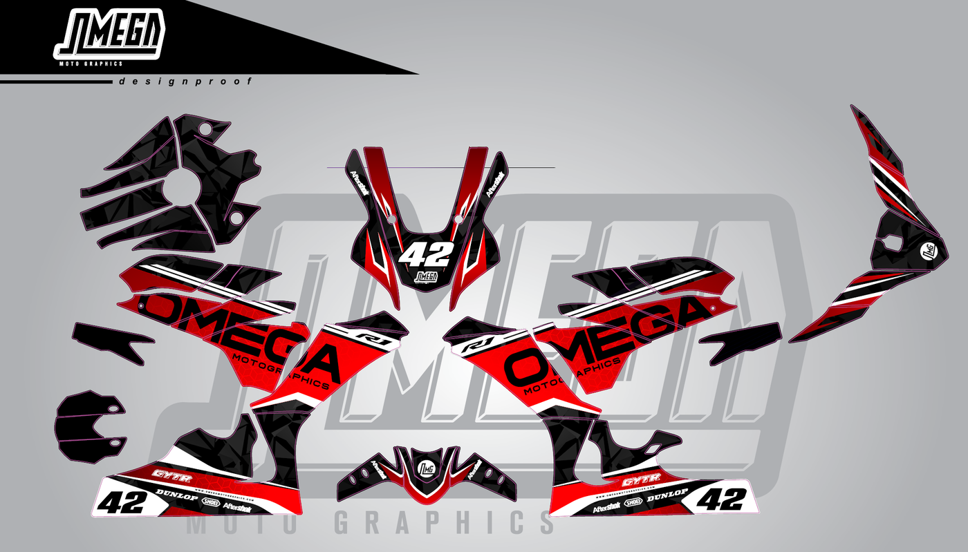 Red Omega Road Bike Graphics Kit