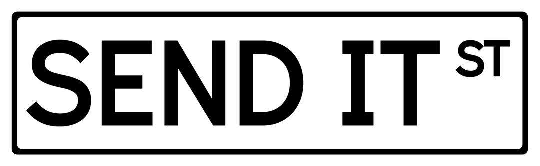 Send It St street sign white with black lettering