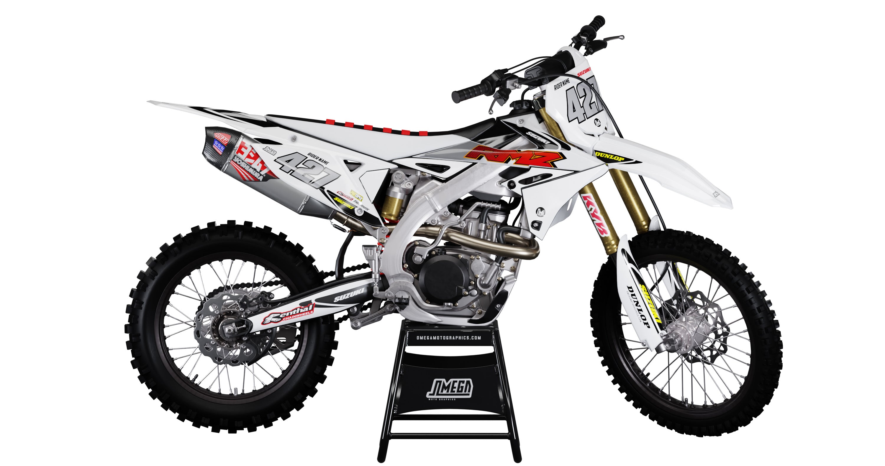 Suzuki White Factory Graphics Kit – Omega Moto Graphics