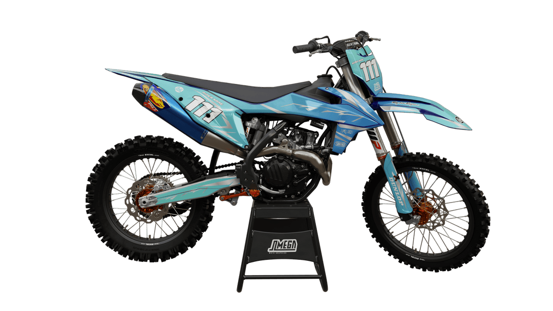 Blue Teal Metal Dirtbike Graphics Kit