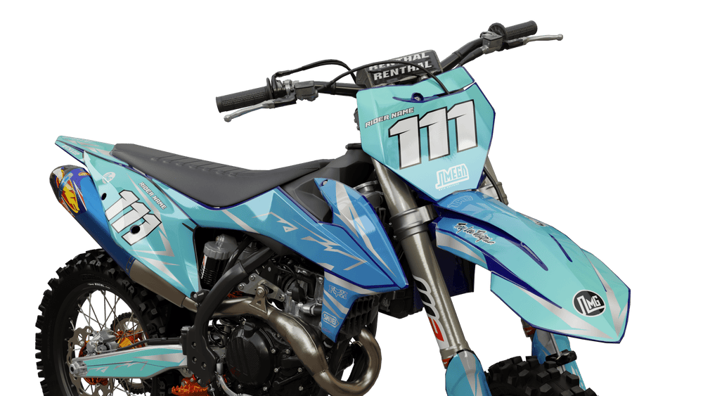 Blue Teal Metal Motorbike Decal Kit