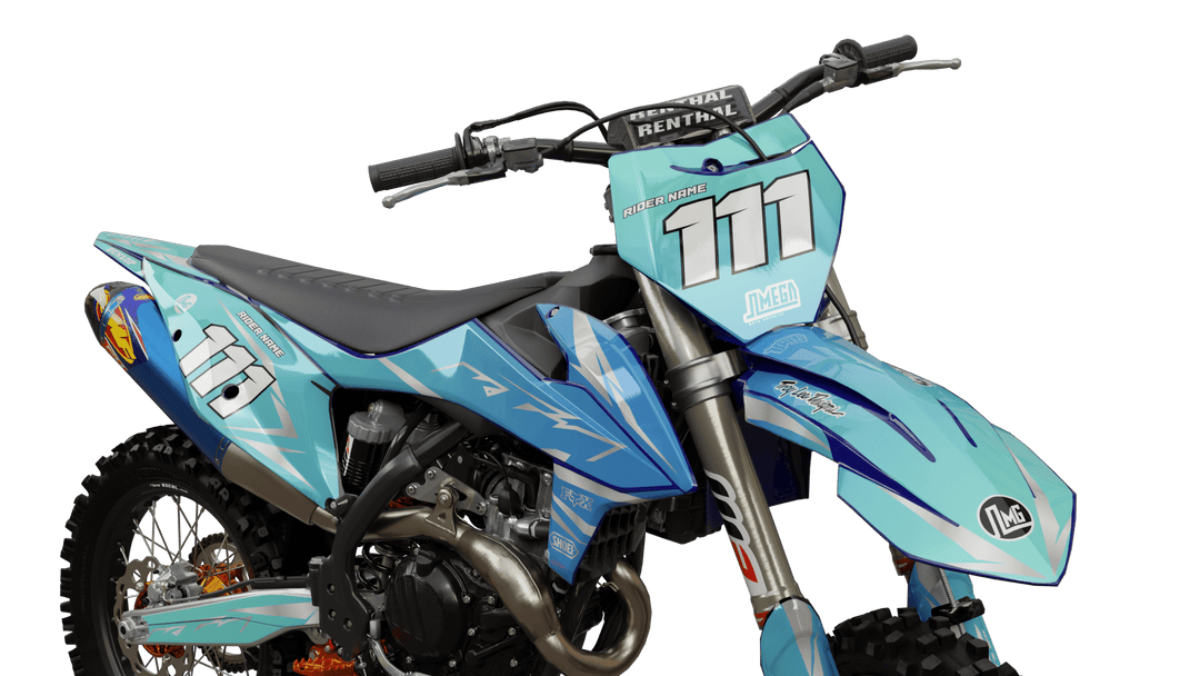 Blue Teal Metal Motorbike Decal Kit