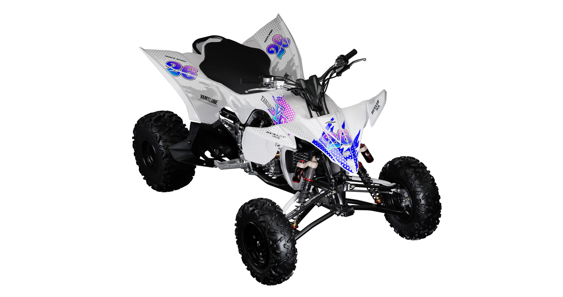 White Retro Quad Graphics Kit | Quad & ATV Decals – Omega Moto Graphics