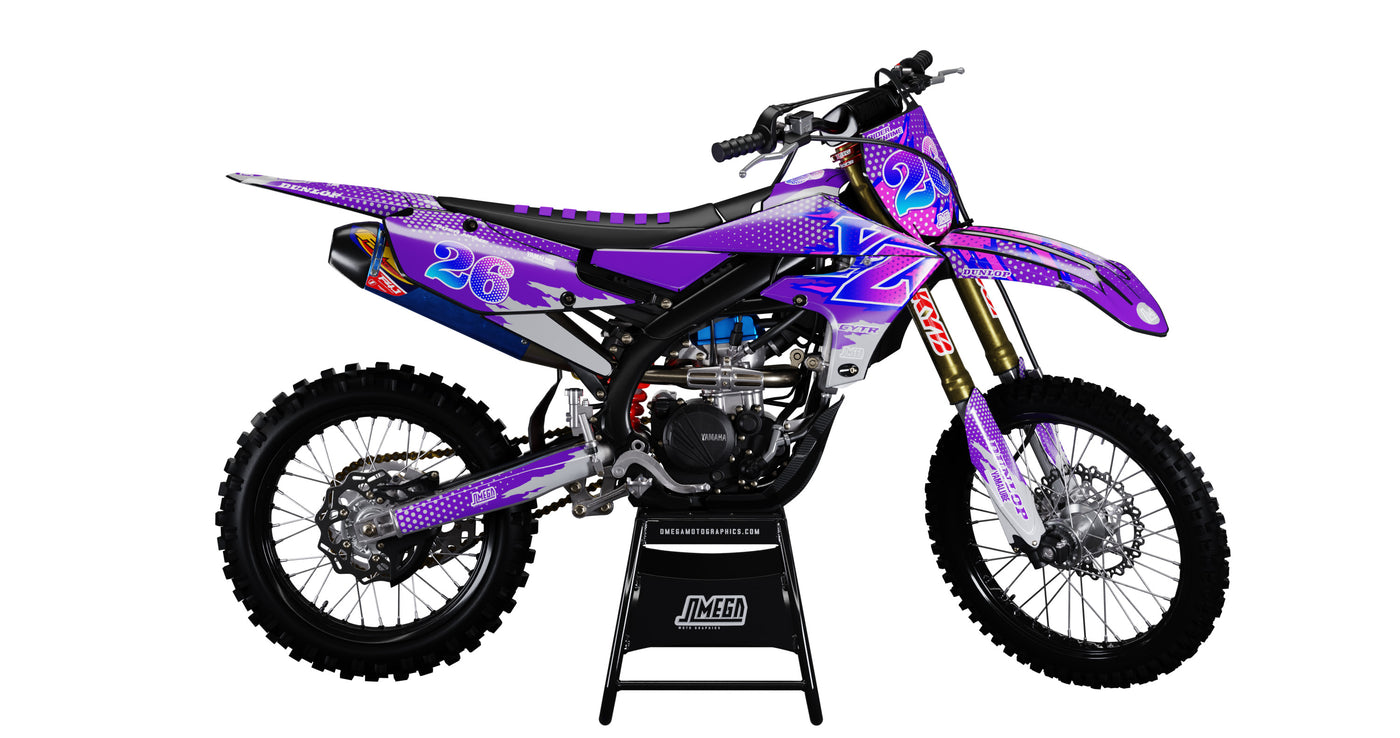 Yamaha YZ YZF Purple Retro Graphics Kit | Omega Moto Graphics