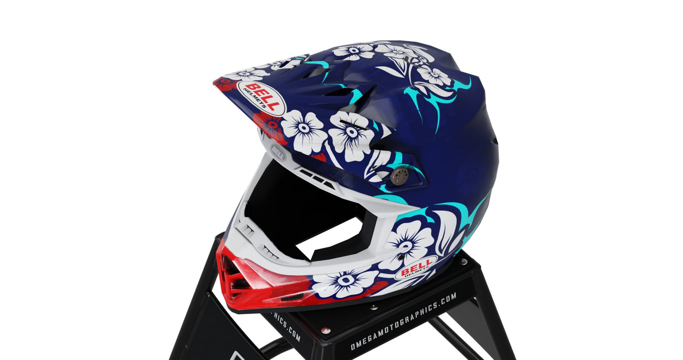 Blue Flowers Helmet Graphics