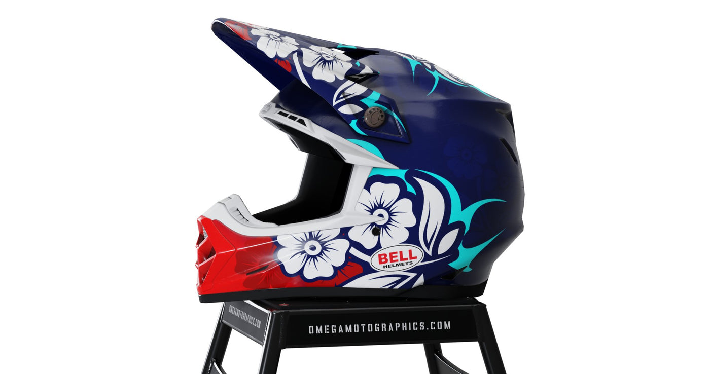 Blue Flowers Helmet Graphics