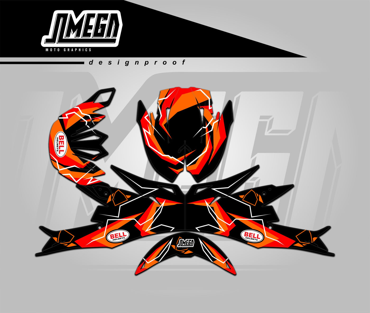 Retro orange Helmet Graphics