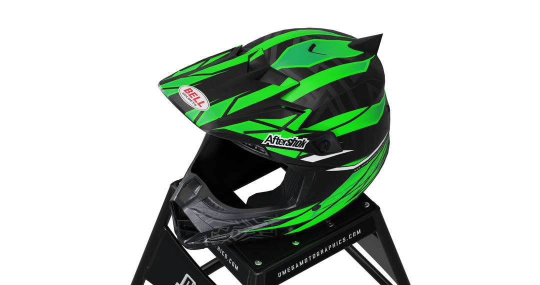 bike helmet vinyl wrap Green Lines Helmet Graphics