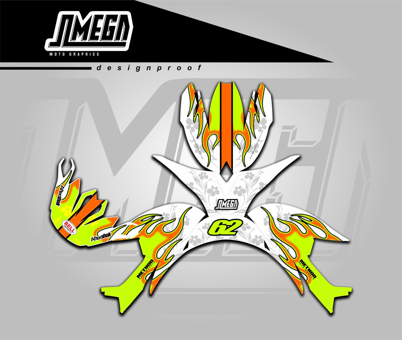 Neon Flames Helmet Graphics