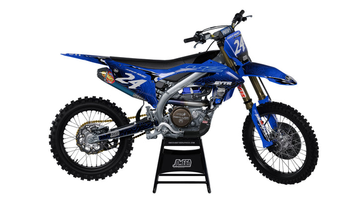 Blue Ale 2.0 dirt bike graphics kit on a Yamaha YZ