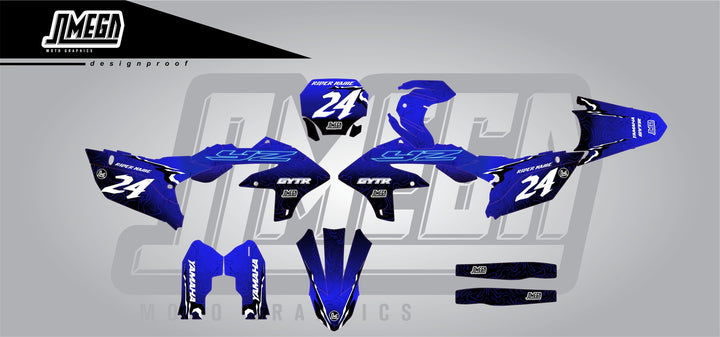 Blue Ale 2.0 motocross graphics kit full sheet layout