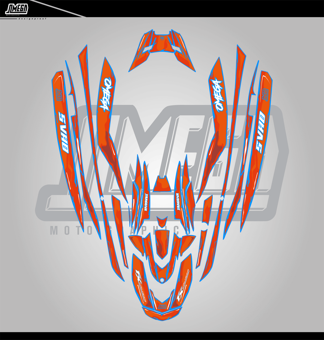 Orange and Blue Manga Jet Ski Graphics Kit