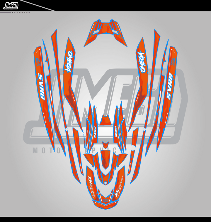 Orange and Blue Manga Jet Ski Graphics Kit