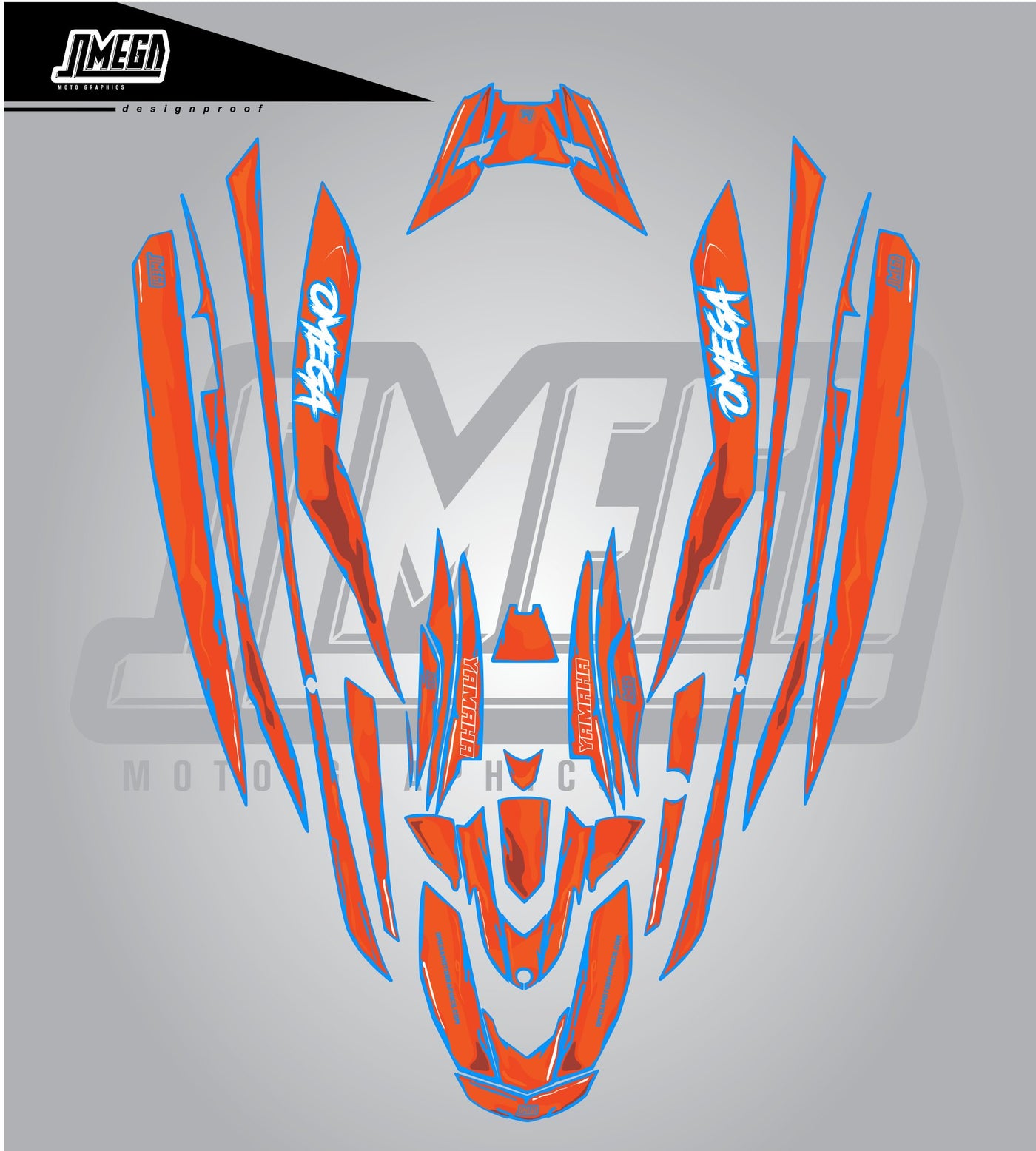 Orange and Blue Manga Jet Ski Graphics Kit