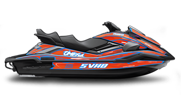 Orange and Blue Manga Jet Ski Graphics Kit