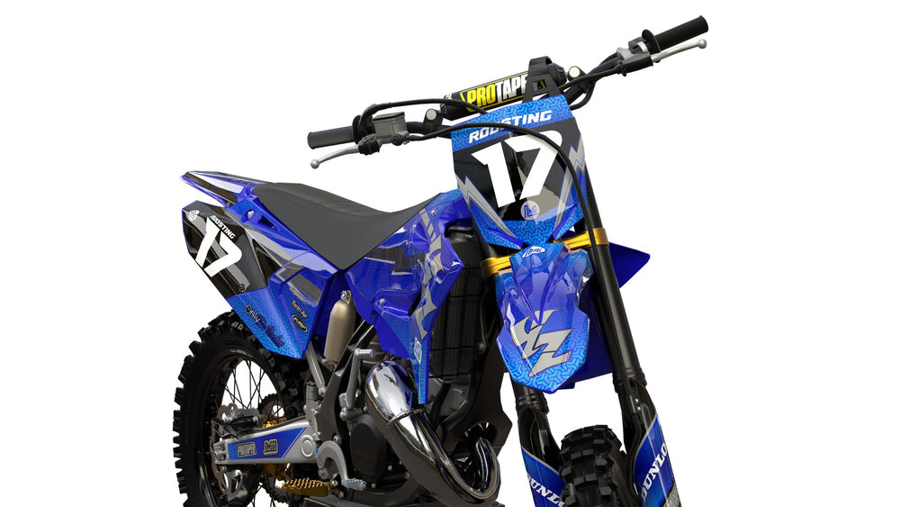 Blue Geometric Yamaha sticker kit front view