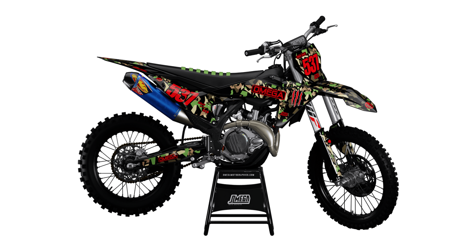 Motorcycle Monster Graphics Camo Monster Sticker kit – Omega Moto Graphics