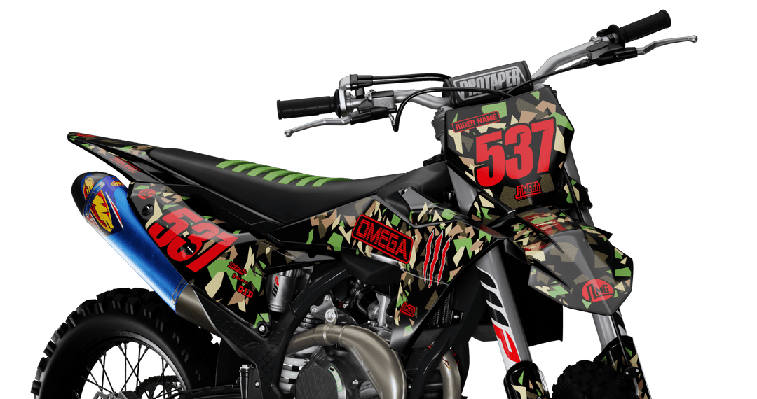 Motorcycle Monster Graphics Camo Monster Graphics kit | Dirt Bike Decals – Omega Moto Graphics