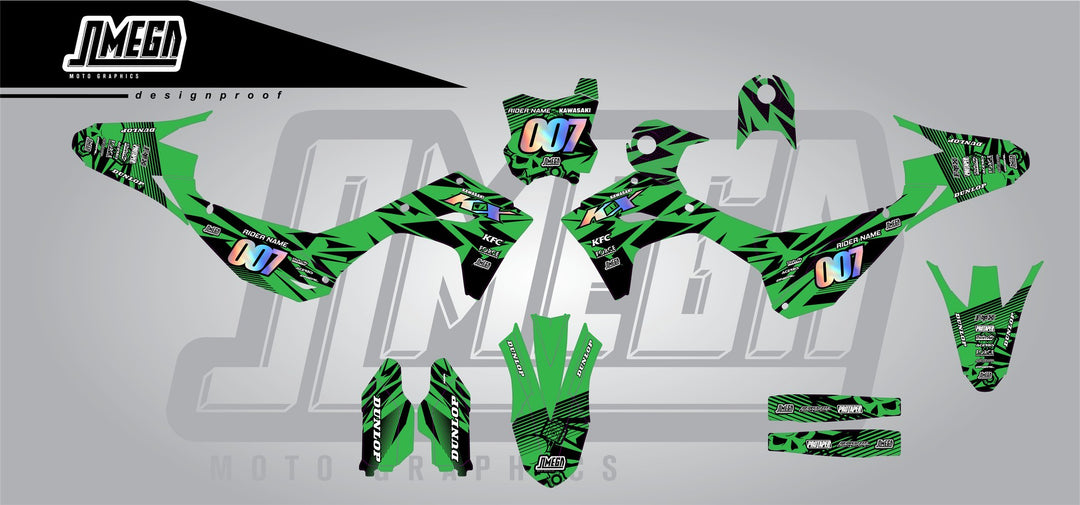 Green Chungus motocross graphics kit full sheet layout