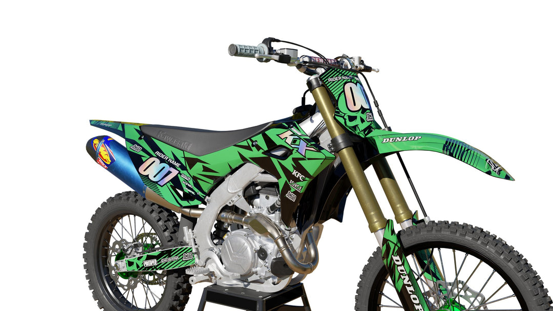 Green Chungus Kawasaki sticker kit front view