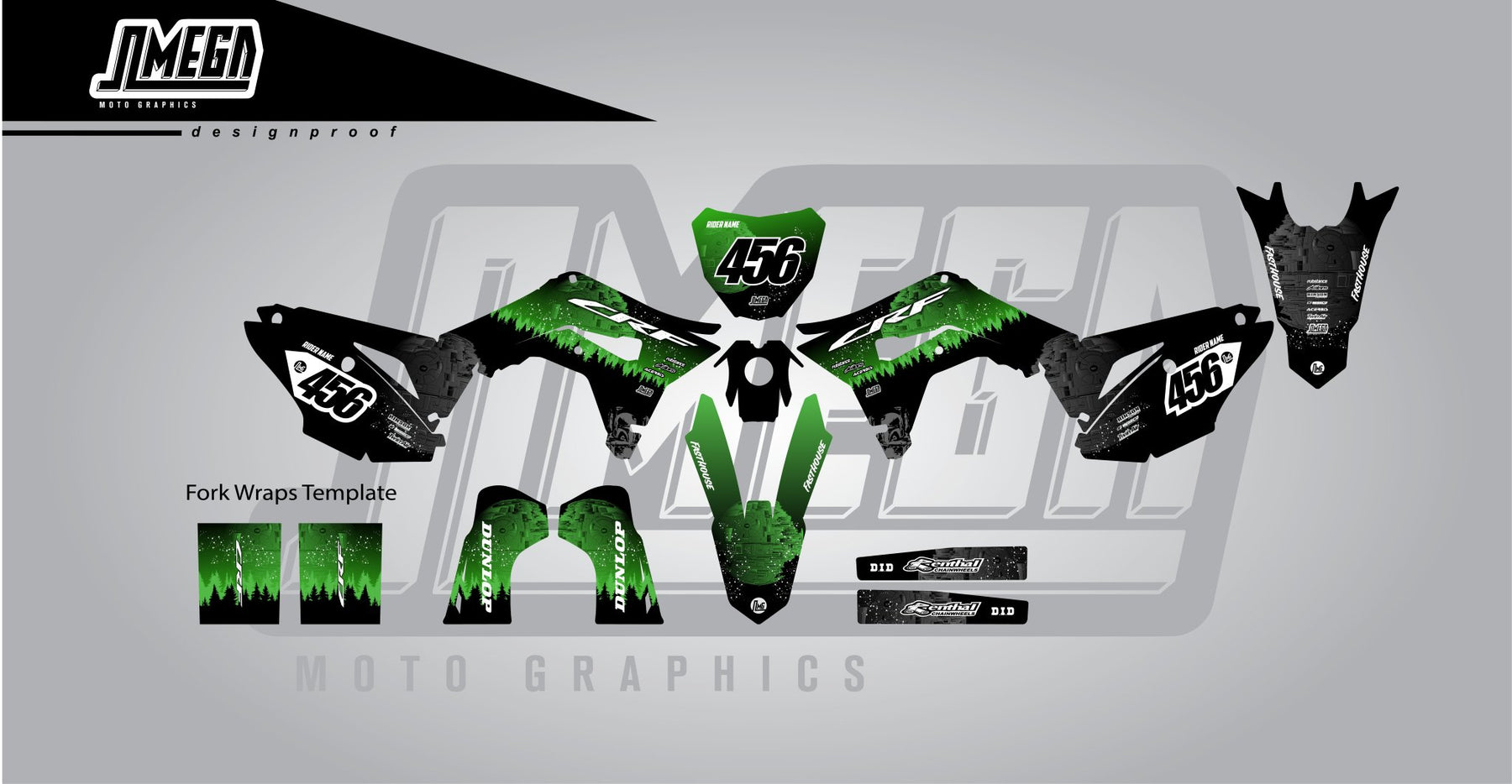 Green Death Star Graphics Kit | Dirt Bike Decals – Omega Moto Graphics