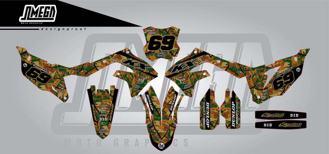 Leaf Camo motocross graphics kit full sheet layout
