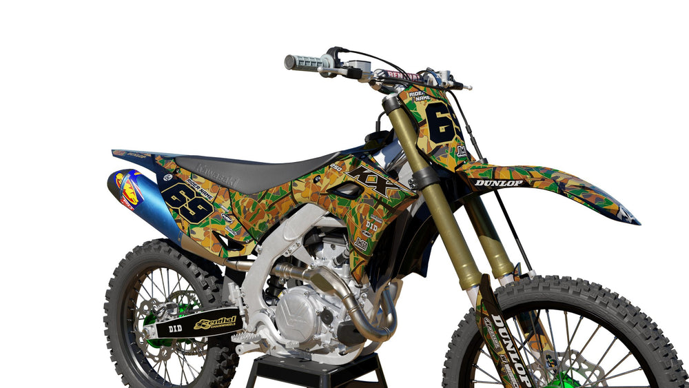 Leaf Camo Kawasaki sticker kit front view
