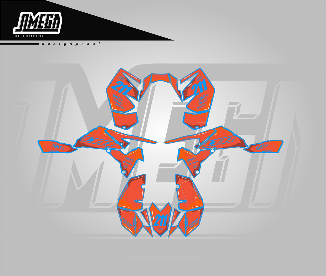 Blue and Orange Manga Quad Graphics Kit