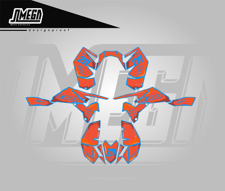 Blue and Orange Manga Quad Graphics Kit