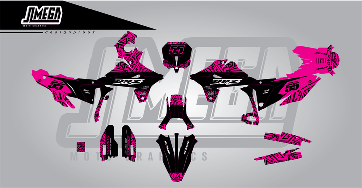 suzuki dr-z4s black radix sticker kit flat lay